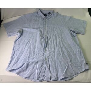 Chaps Linen Cotton Button Up Short Sleeve Light Blue Shirt 3XLT Mens Lightweight